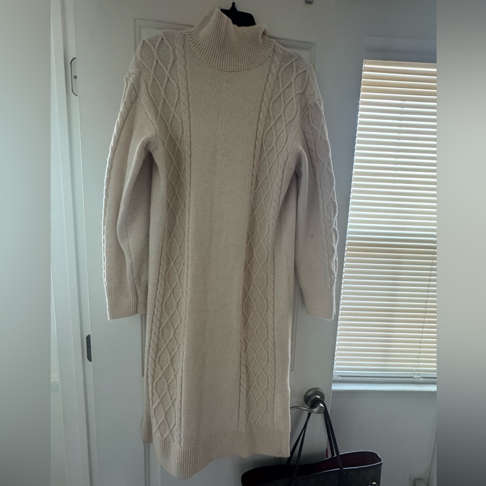Cream Cable Knit Sweater Dress